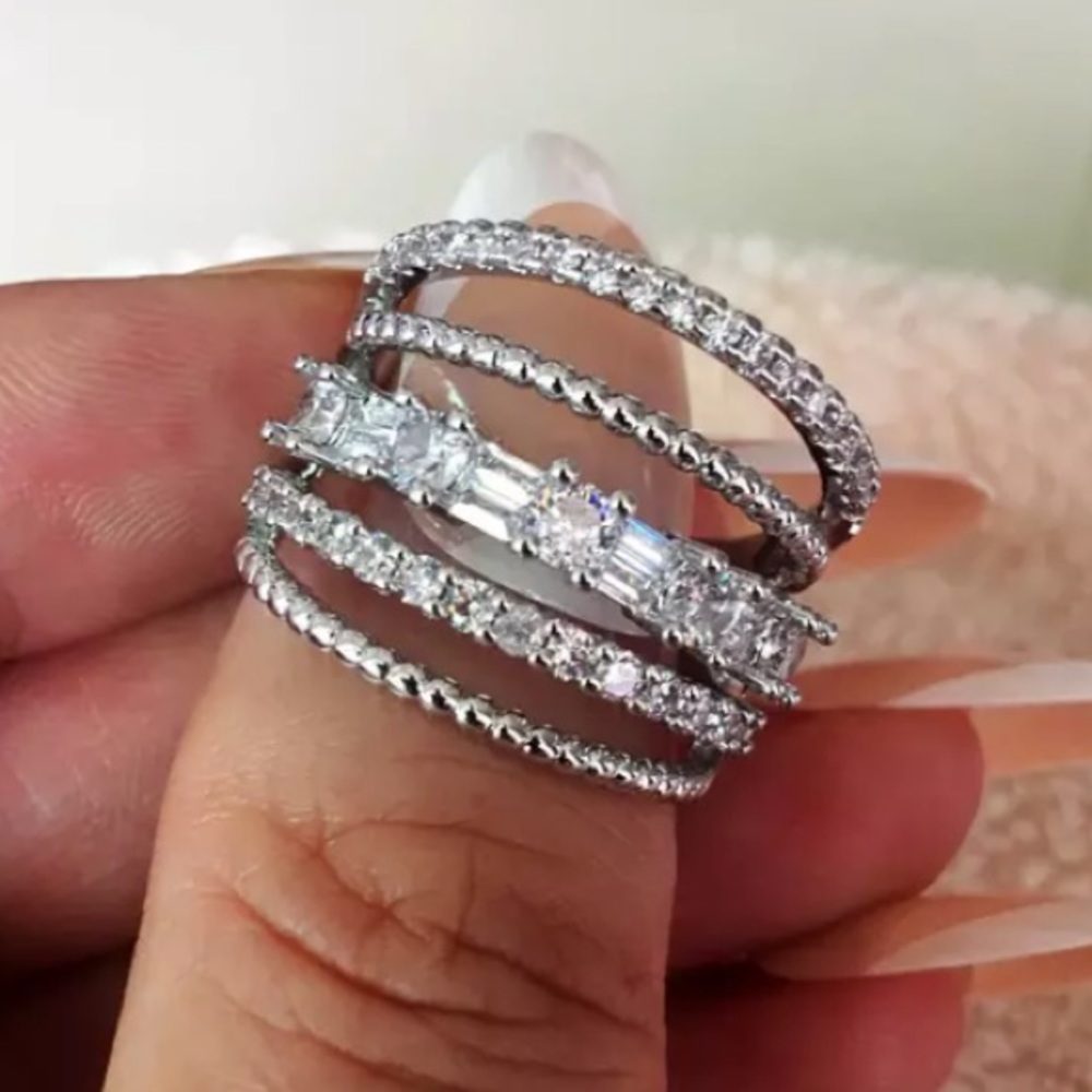 Sterling silver multilayered ring - Picture 2 of 5